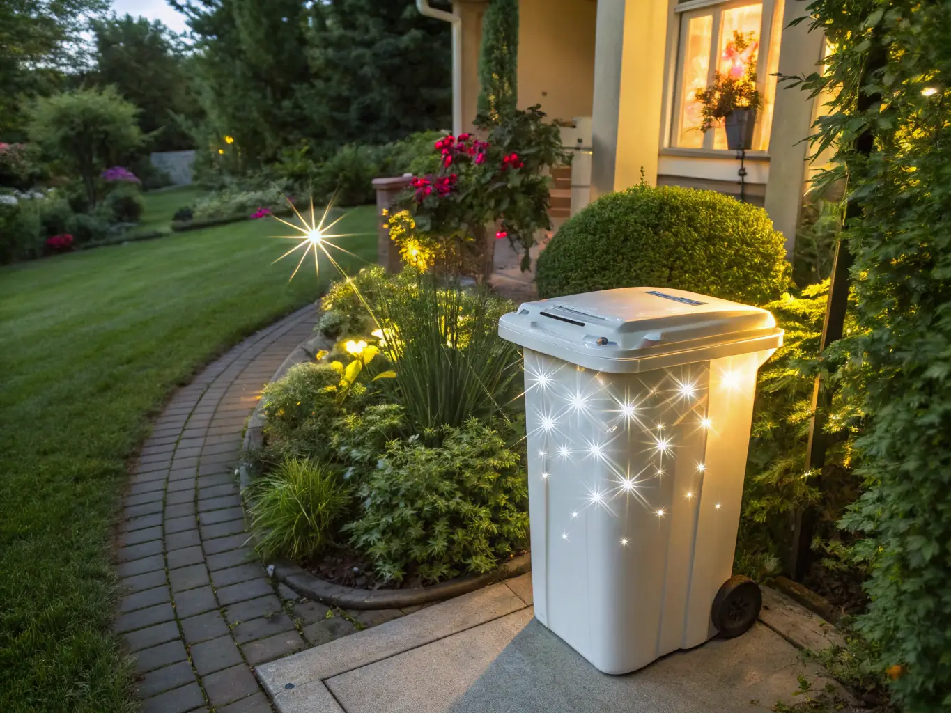 A freshly cleaned trash bin with a pleasant scent, illustrating the effectiveness of Clear Crew's trash bin refreshing service.
